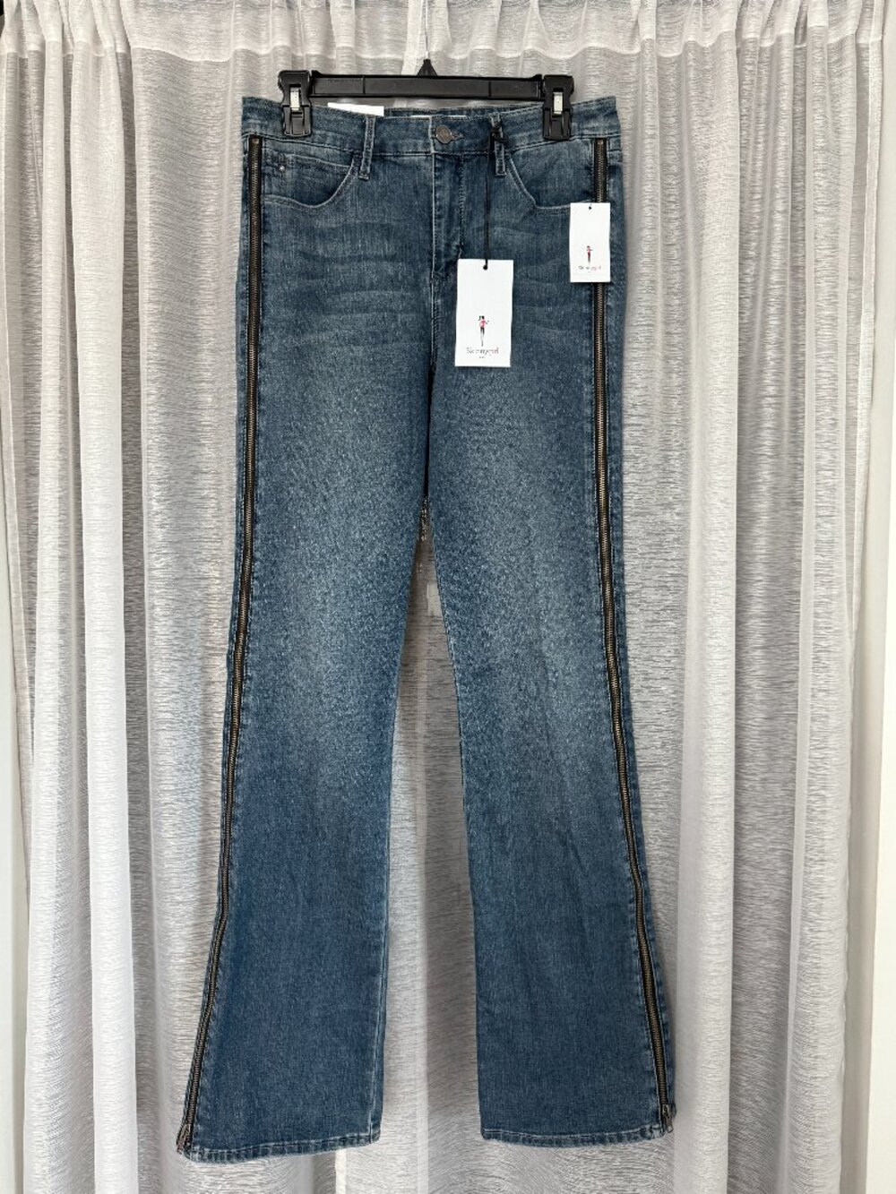 SKINNYGIRL Power Moves Flare Jeans | Lisa Wash | Hip-to-Toe Zippers 8/29 NWT